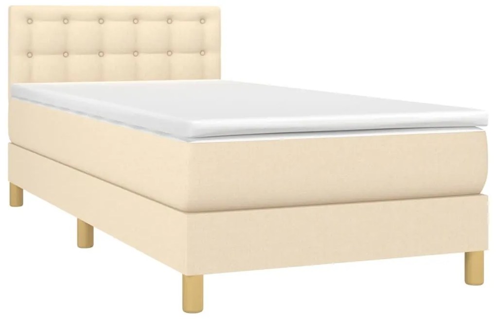 Κρεβάτι Boxspring με Στρώμα Κρεμ 90x200 εκ.Υφασμάτινο - Κρεμ