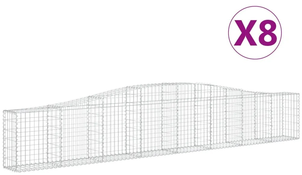 vidaXL Συρματοκιβώτια Τοξωτά 8 τεμ. 400x30x60/80 εκ. Γαλβαν. Ατσάλι