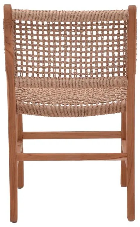 Καρέκλα Sponze σκελετός teak ξύλο με σχοινί σε φυσική απόχρωση 50x58x85εκ 50x58.5x85 εκ.