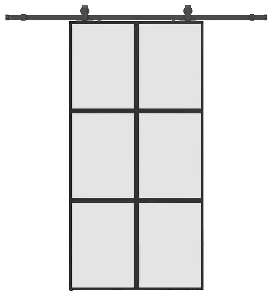 Σετ συρόμενης πόρτας με υλικό μαύρο 102,5x205 cm - Μαύρο