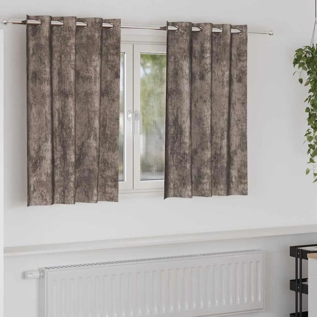 vidaXL Κουρτίνα με κουρτίνες 2 pcs Καπουτσίνο 140 x 140 cm Βελούδο