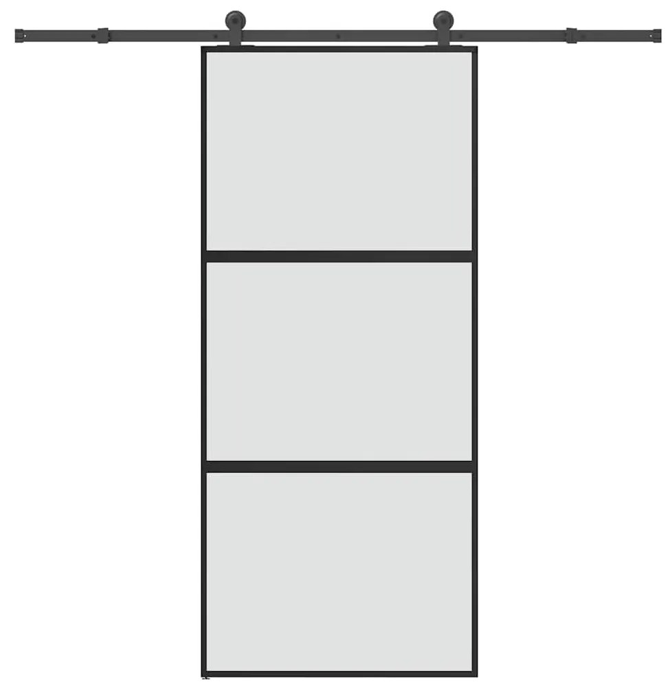 vidaXL Συρόμενη πόρτα με σετ υλικού 90x205 cm από γυαλί&amp;Αλουμίνιο