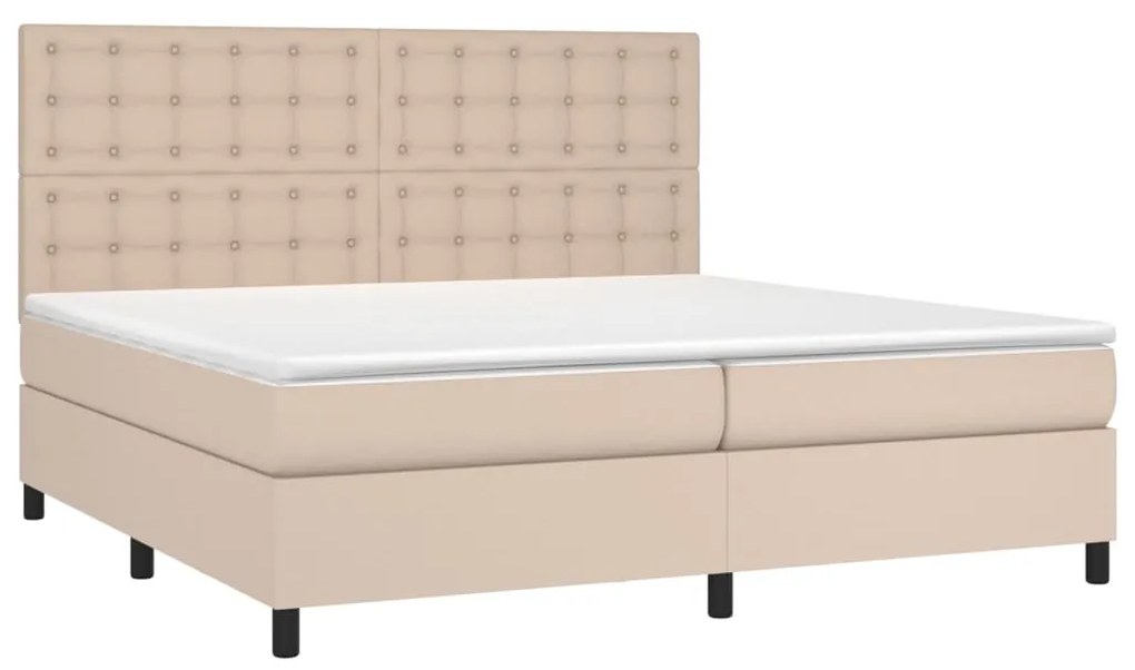 vidaXL Κρεβάτι Boxspring με Στρώμα Καπουτσίνο 200x200εκ.από Συνθ.Δέρμα