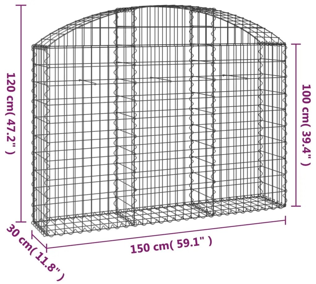 vidaXL Συρματοκιβώτιο Τοξωτό 150x30x100/120εκ. από Γαλβανισμένο Χάλυβα