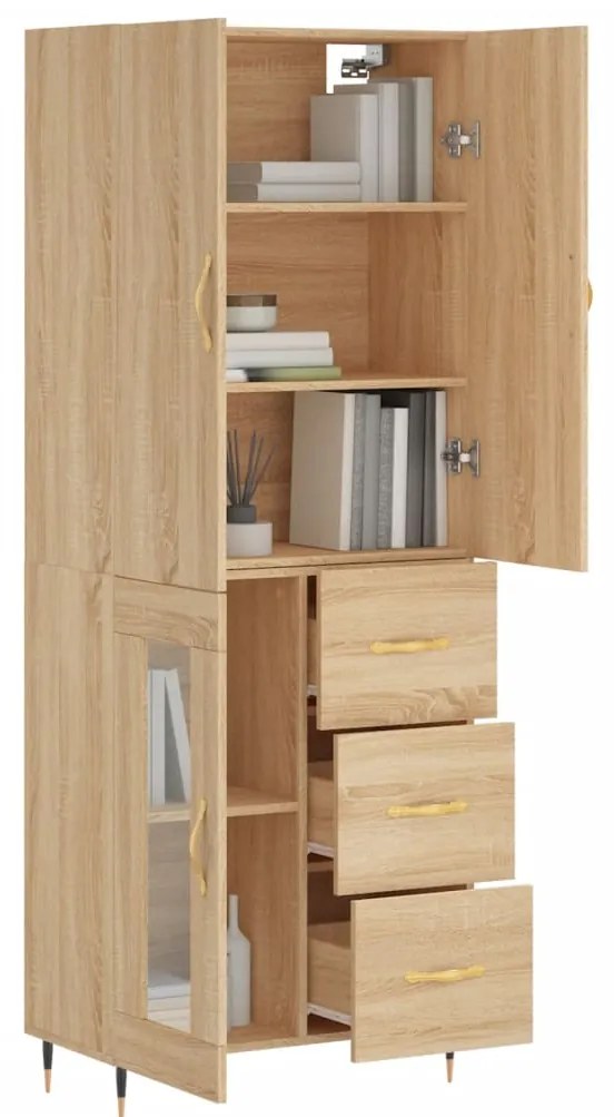 vidaXL Ντουλάπι Sonoma δρυς 69,5 x 34 x 180 εκ. από Επεξεργασμένο Ξύλο