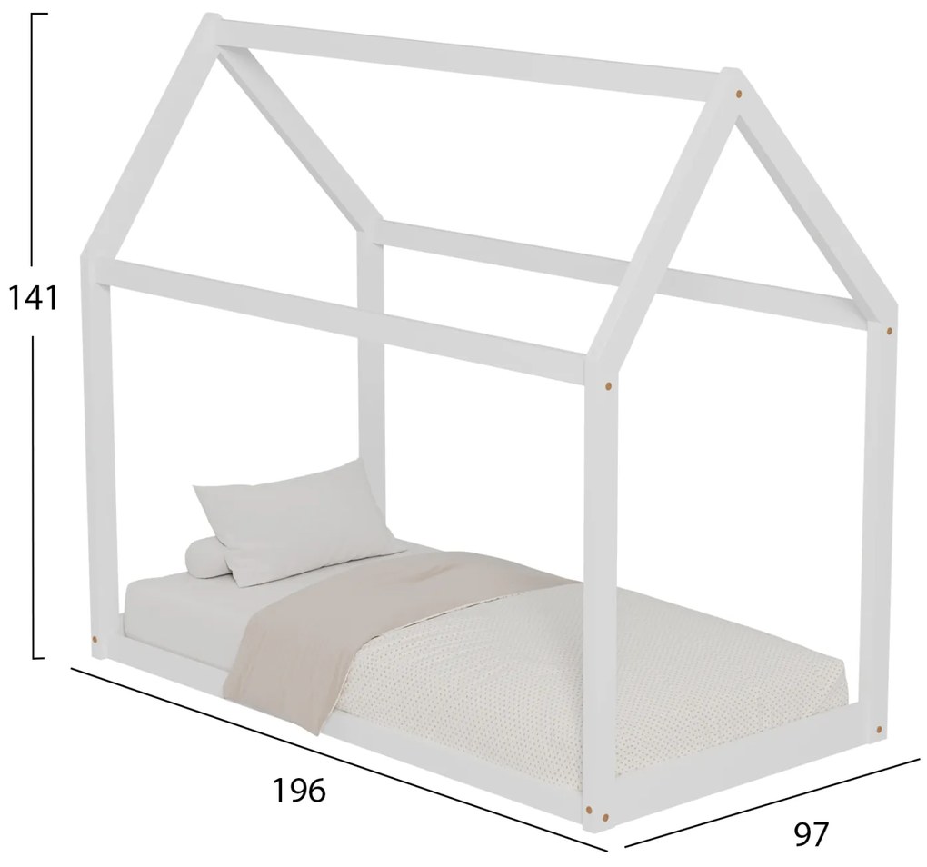 ΚΡΕΒΑΤΙ ΠΑΙΔΙΚΟ PEPE HM677.03 τ.MONTESSORI ΞΥΛΟ ΠΕΥΚΟ ΛΕΥΚΟ- 190x90εκ - 0509785 - HM677.03