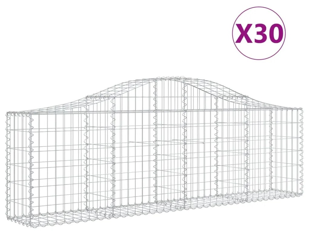 vidaXL Συρματοκιβώτια Τοξωτά 30 τεμ. 200x30x60/80 εκ. Γαλβαν. Ατσάλι