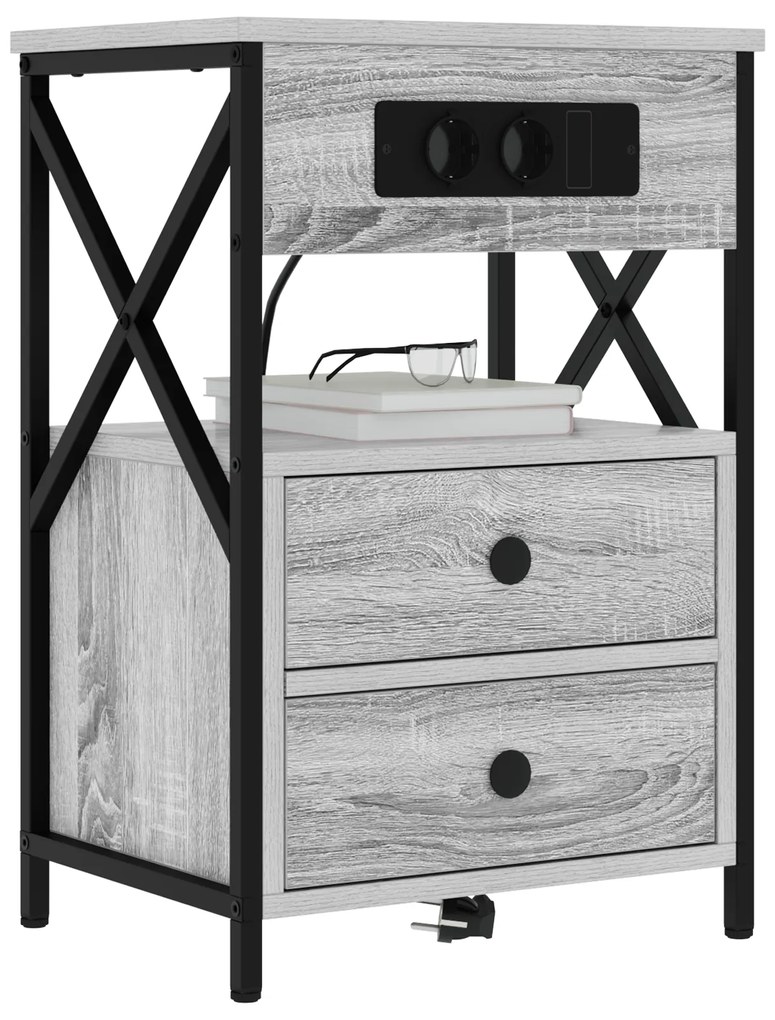 vidaXL Κομοδίνο 2 pcs Γκρι sonoma 40 x 31 x 60 εκ. Επεξεργασμένο ξύλο