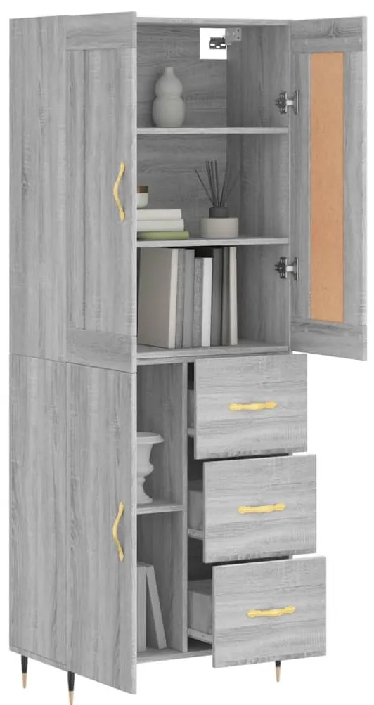 vidaXL Ντουλάπι Γκρι Sonoma 69,5 x 34 x 180 εκ. Επεξεργασμένο Ξύλο