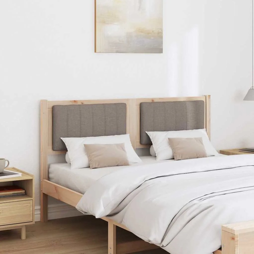 vidaXL Ταπετσαρισμένο κεφαλάρι Καφέ 135 cm Στερεά ξυλεία πεύκου
