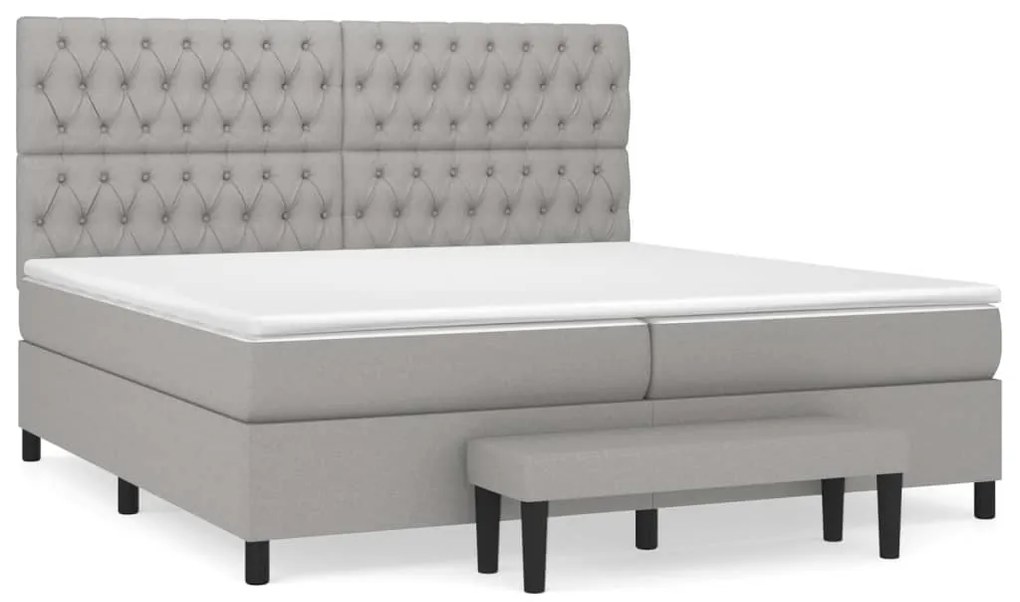 vidaXL Κρεβάτι Boxspring με Στρώμα Ανοιχτό Γκρι 200x200 εκ. Υφασμάτινο