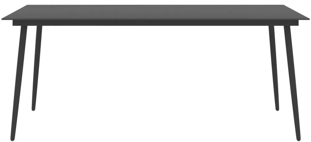 vidaXL Τραπεζαρία Κήπου Μαύρη 190 x 90 x 74 εκ. από Ατσάλι / Γυαλί