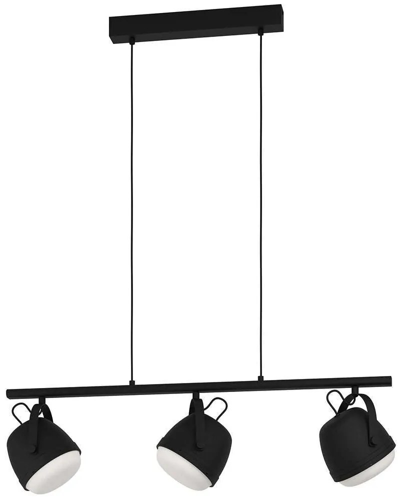 Φωτιστικό Οροφής - Ράγα Upanema 390046 89x16,5x150cm 3xE27 28W Black-White Eglo Steel,Glass