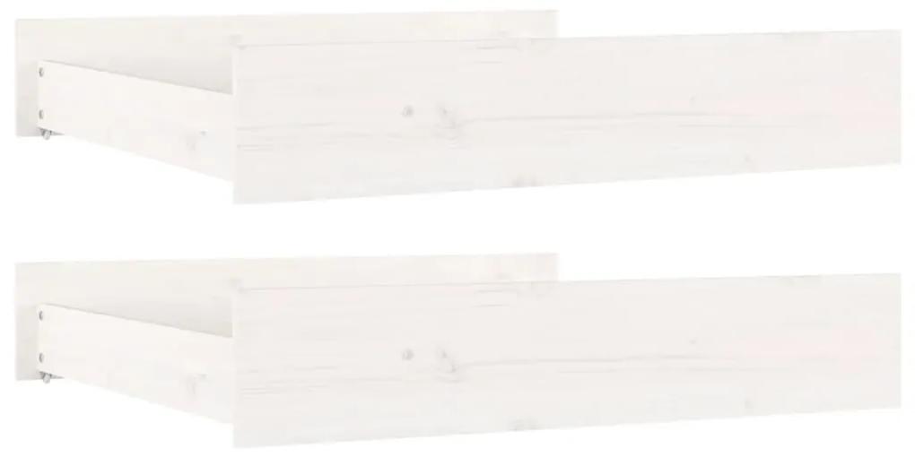 vidaXL Συρτάρια Κρεβατιού 2 τεμ. Λευκά από Μασίφ Ξύλο Πεύκου