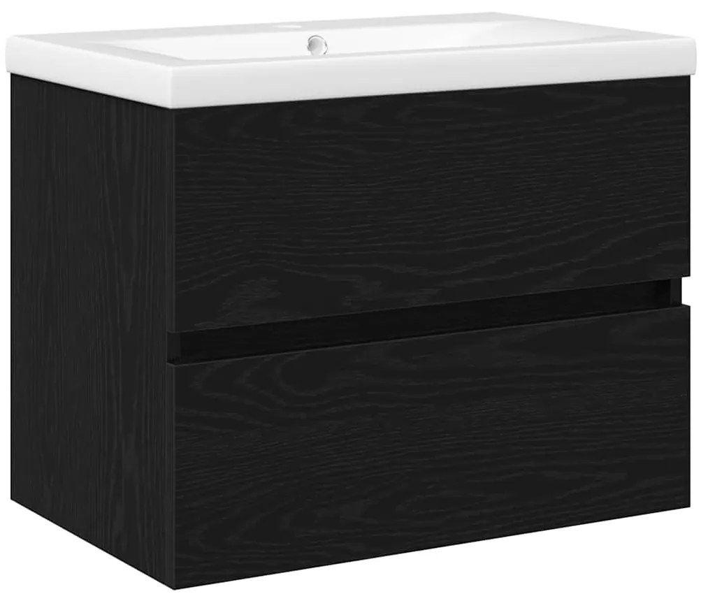 vidaXL Ντουλάπα Νεροχύτη Μαύρη δρυς 60 x 39 x 62 εκ Επεξεργασμένο ξύλο