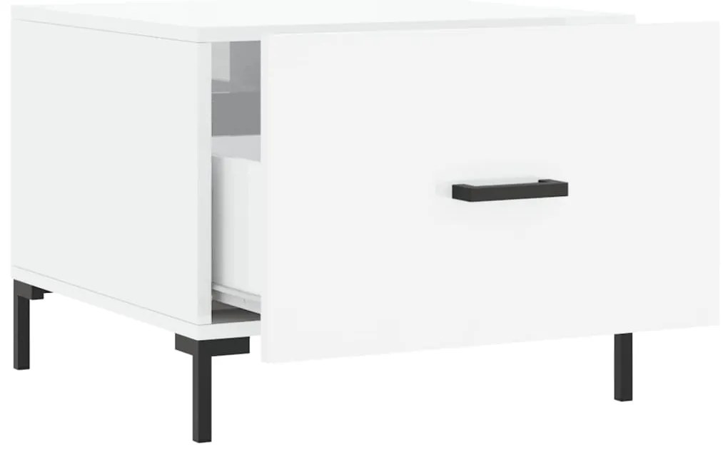 vidaXL Τραπεζάκι Σαλονιού Γυαλ. Λευκό 50 x 50 x 40 εκ. Επεξεργ. Ξύλο