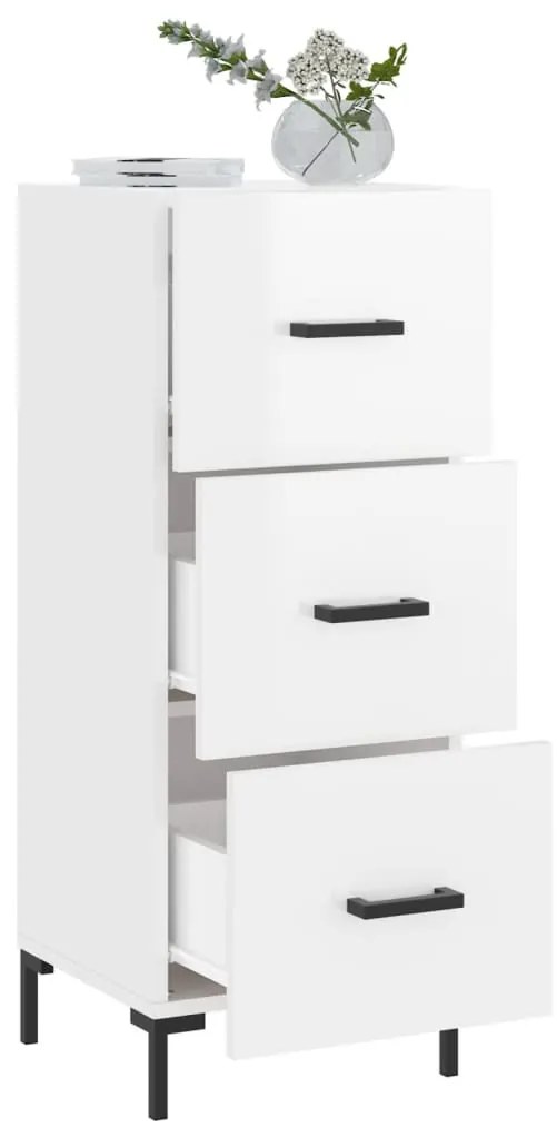 vidaXL Ντουλάπι Γυαλιστερό Λευκό 34,5x34x90 εκ. Επεξεργασμένο Ξύλο