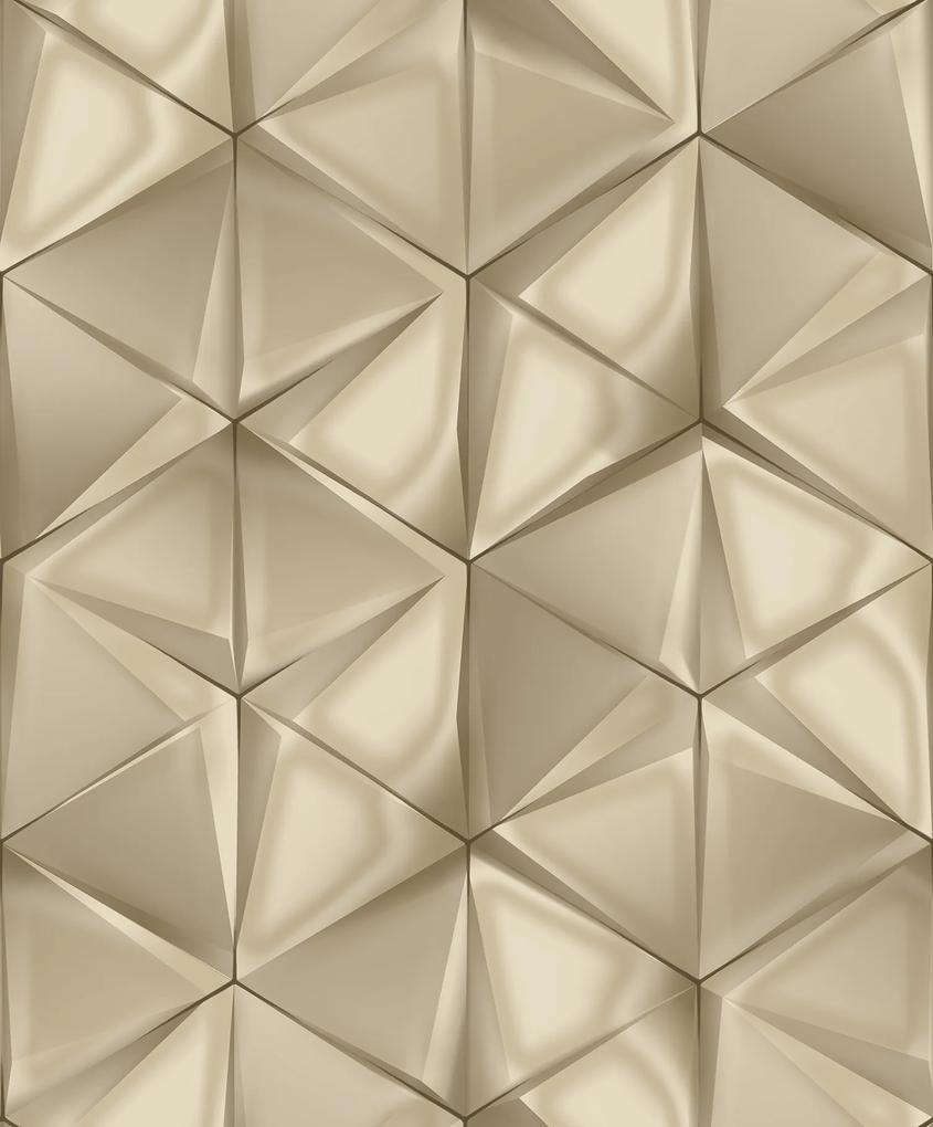Ταπετσαρία Τοίχου Polygon Χρυσή M34907 53 cm x 10 m