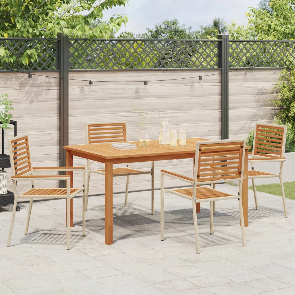vidaXL Σετ Τραπεζαρίας Κήπου 5 pcs Μπεζ 150 x 90 x 74 cm