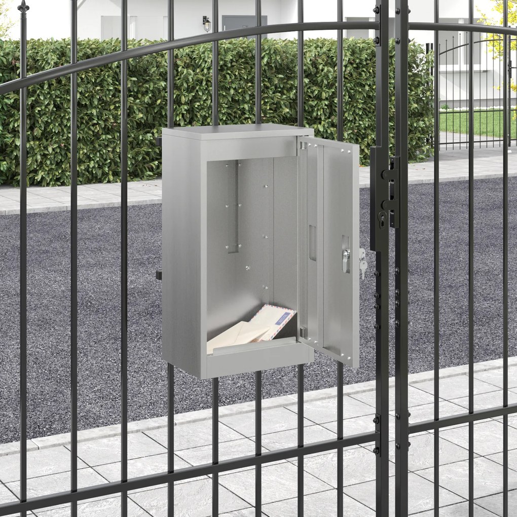 vidaXL γραμματοκιβώτιο Μαύρο 30 x 23 x 55 εκ. Γαλβανισμένος χάλυβας