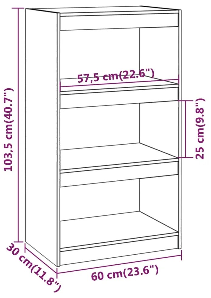 Βιβλιοθήκη/Διαχωριστικό Χώρου Μελί 60x30x103,5 εκ. Ξύλο Πεύκου - Καφέ