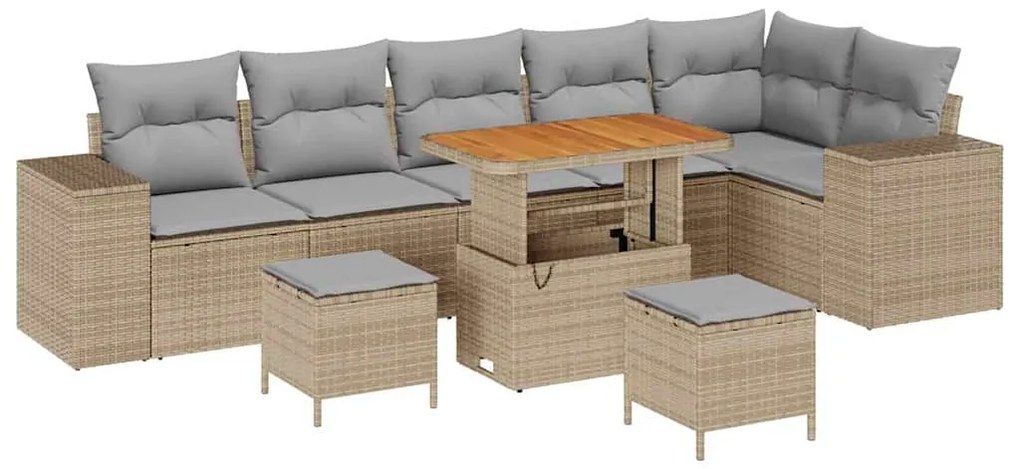 vidaXL Σετ Καναπέ Κήπου 9 pcs Μπεζ, Ανοιχτό Γκρι 90 x 55 x 71 cm