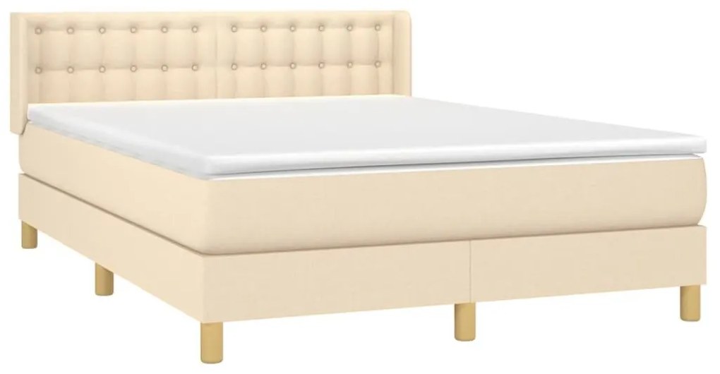 Κρεβάτι Boxspring με Στρώμα Κρεμ 140x190 εκ. Υφασμάτινο - Κρεμ