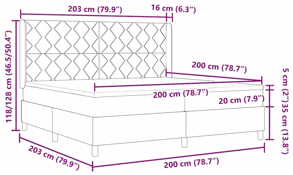 vidaXL Κρεβάτι με ελατήριο με στρώμα Μπλε 200 x 200 cm ύφασμα
