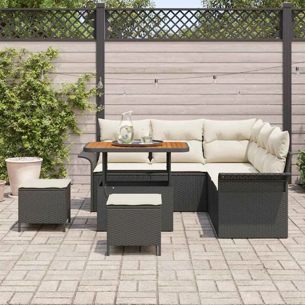 vidaXL Σετ Καναπέ Κήπου Ρυθμιζόμενο ύψος 8 pcs Μαύρο συνθετικό ρατάν
