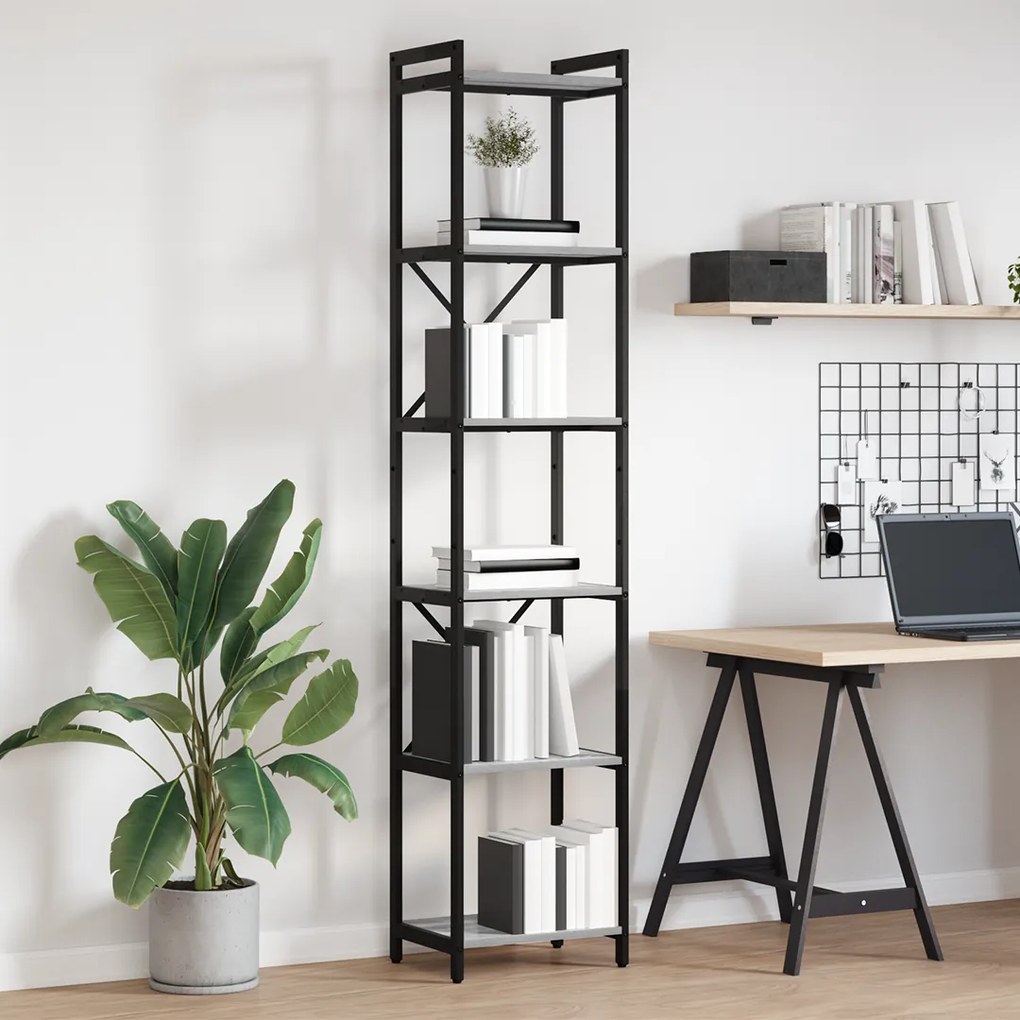 vidaXL Βιβλιοθήκη Γκρι sonoma 40 x 30 x 188 εκ Επεξεργασμένο ξύλο