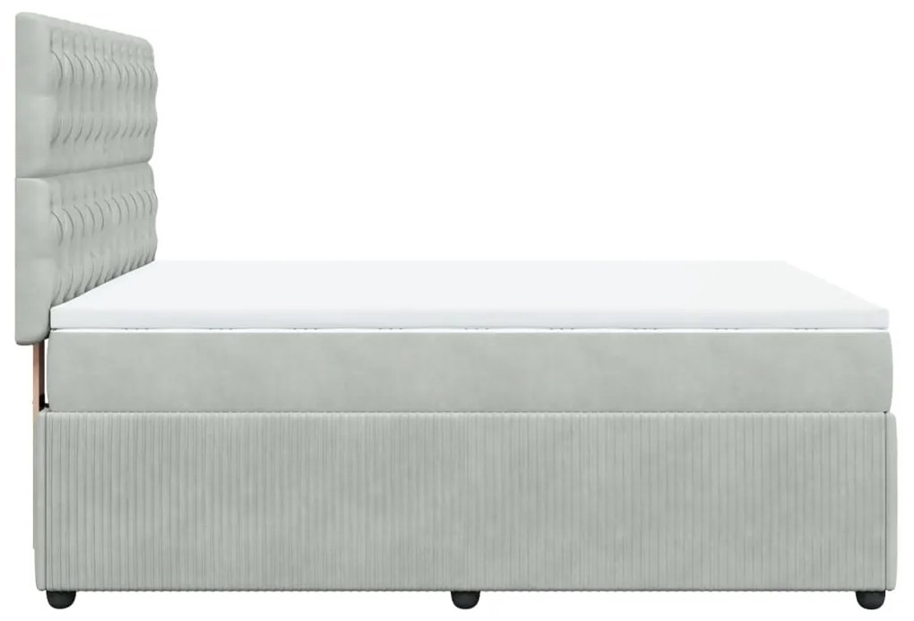 vidaXL Κρεβάτι Boxspring με Στρώμα Ανοιχτό Γκρι 160x200 εκ. Βελούδινο