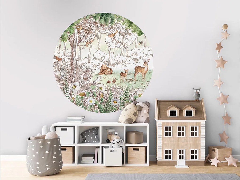 Forest Friends Spring II Ταπετσαρια Τοιχου Πρασινο Στρογγυλη 80cm