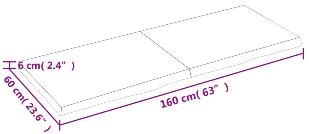 Επιφ Τραπεζιού Αν Καφέ 160x60x(2-6)εκ. Επεξ. Μασίφ Ξύλο Δρυός 3156388