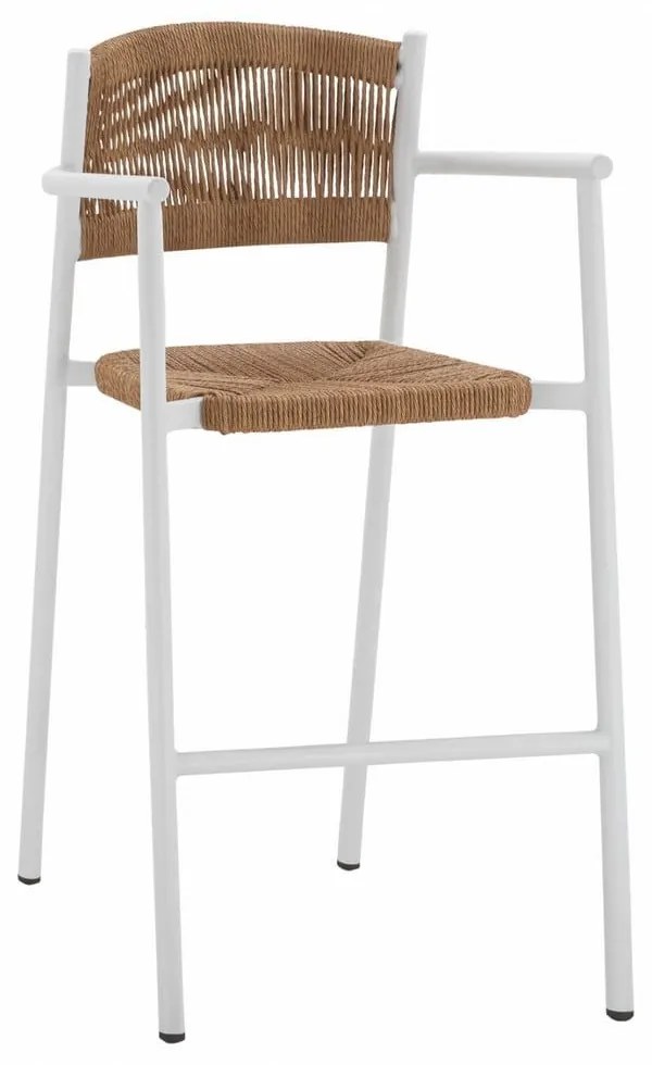 Σκαμπό Bar HM5785.01 Με Σχοινί 56x59x107cm White Aluminum,Pe
