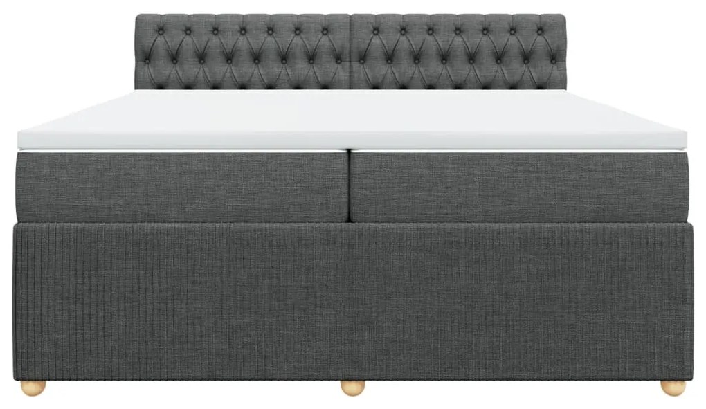 vidaXL Κρεβάτι Boxspring με Στρώμα Σκούρο Γκρι 200x200 εκ. Υφασμάτινο
