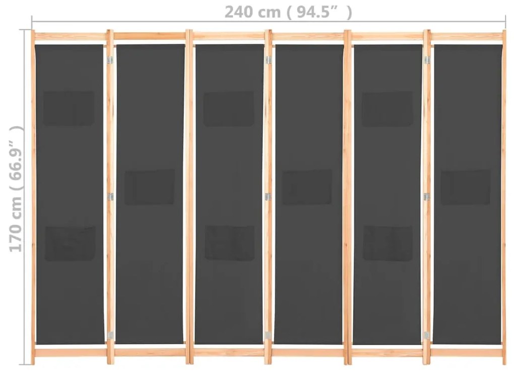 ΔΙΑΧΩΡΙΣΤΙΚΟ ΔΩΜΑΤΙΟΥ ΜΕ 6 ΠΑΝΕΛ ΓΚΡΙ 240X170X4 ΕΚ. ΥΦΑΣΜΑΤΙΝΟ 248178