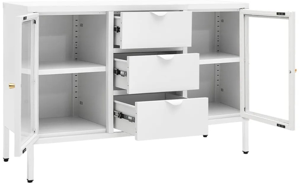 vidaXL Μπουφές Λευκός 105 x 35 x 70 εκ. από Ατσάλι και Ψημένο Γυαλί