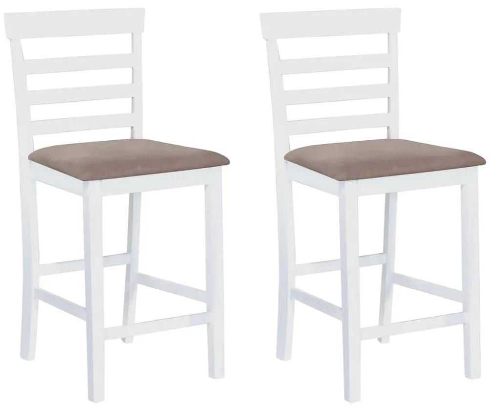 Καρέκλες Μπαρ 2 τεμ. Λευκές Υφασμάτινες