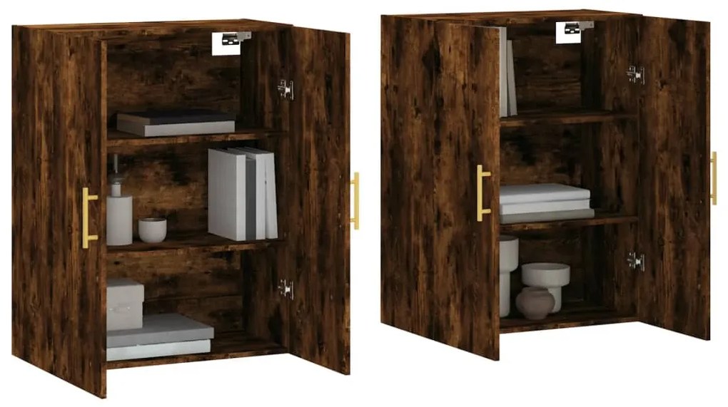 vidaXL Ντουλάπια Τοίχου 2 τεμ. Καπνιστή Δρυς 69,5 x 34 x 90 εκ.