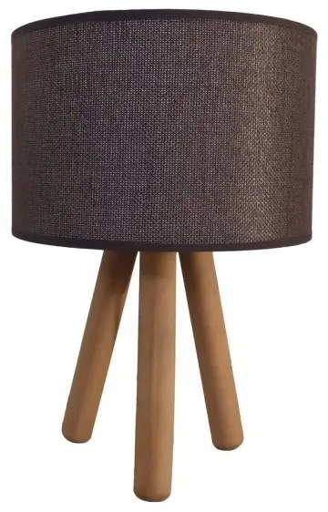 Επιτραπέζιο Φωτιστικό 1xE27 Καφέ Ξύλινη Τρίποδη Βάση Φ20cm Η-05/TL 09-0232 Heronia Lighting 09-0232