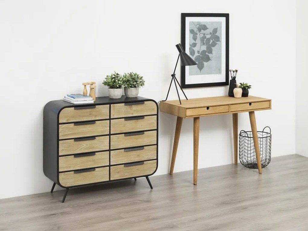 Τραπέζι γραφείου Oakland G104, Με συρτάρια, 74x100x45cm, Ξεθωριασμένη βελανιδιά