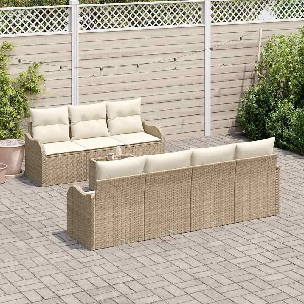 vidaXL Σετ Καναπέ Κήπου με μαξιλάρι 8 pcs Μπεζ, Κρέμα 55 x 55 x 37 εκ
