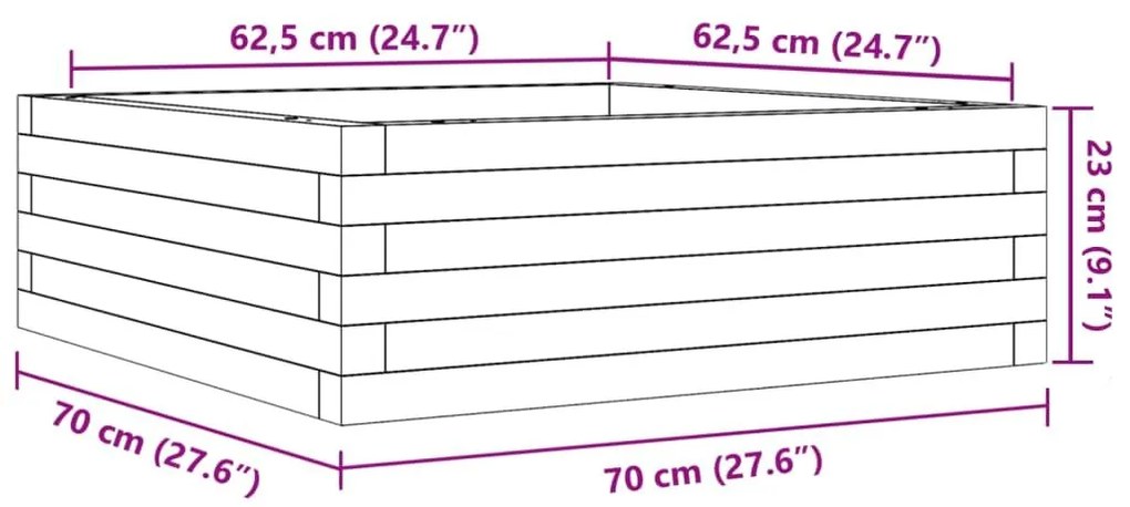 Ζαρντινιέρα Κήπου Λευκή 70x70x23 εκ. από Μασίφ Ξύλο Πεύκου - Λευκό