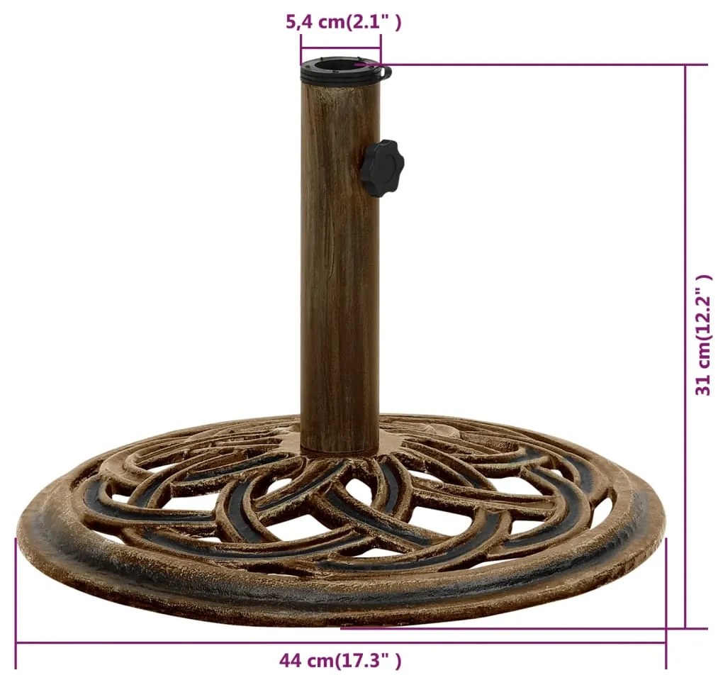 Βάση Ομπρέλας Χάλκινη 44 x 44 x 31 εκ. από Χυτοσίδηρο - Καφέ