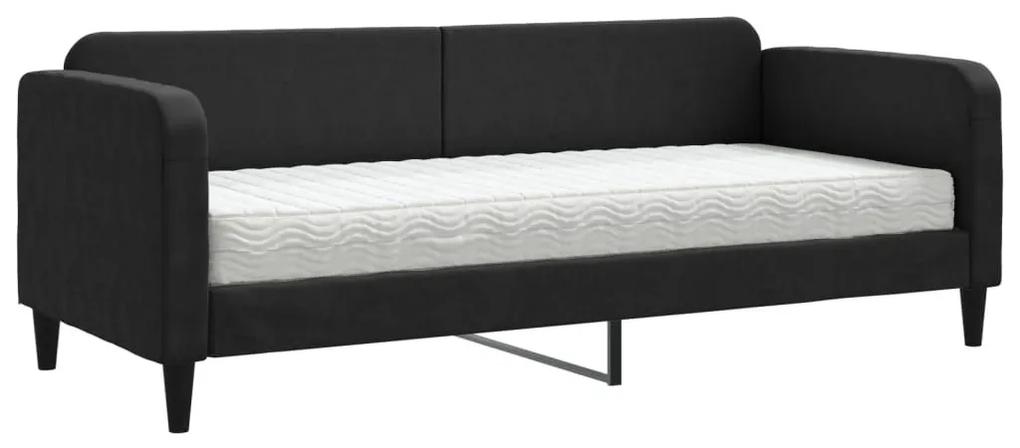 Καναπές Κρεβάτι με Στρώμα Μαύρο 80 x 200 εκ. Υφασμάτινο - Μαύρο