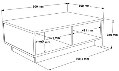 ΤΡΑΠΕΖΙ ΣΑΛΟΝΙΟΥ THUNDER PAKOWORLD ΑΝΘΡΑΚΙ ANTIQUE-ΓΚΡΙ ANTIQUE 90X60X31.5ΕΚ