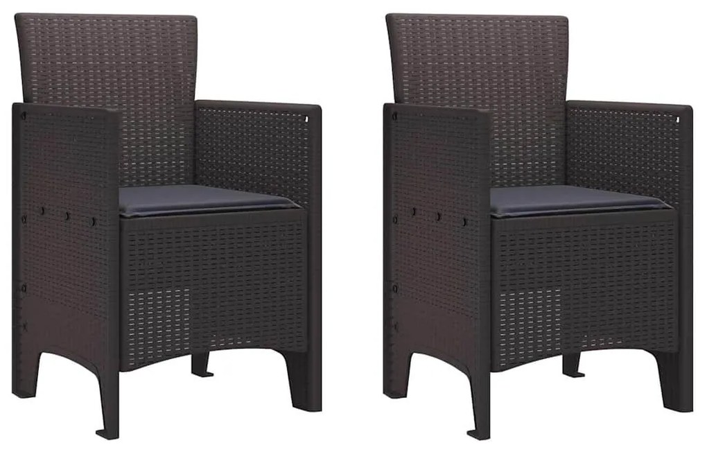 vidaXL Σέτ φαγητού για κήπο 3 pcs Καφέ Rattan Polt