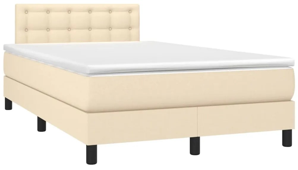 vidaXL Κρεβάτι Boxspring με Στρώμα Κρεμ 120x190 εκ. Υφασμάτινο