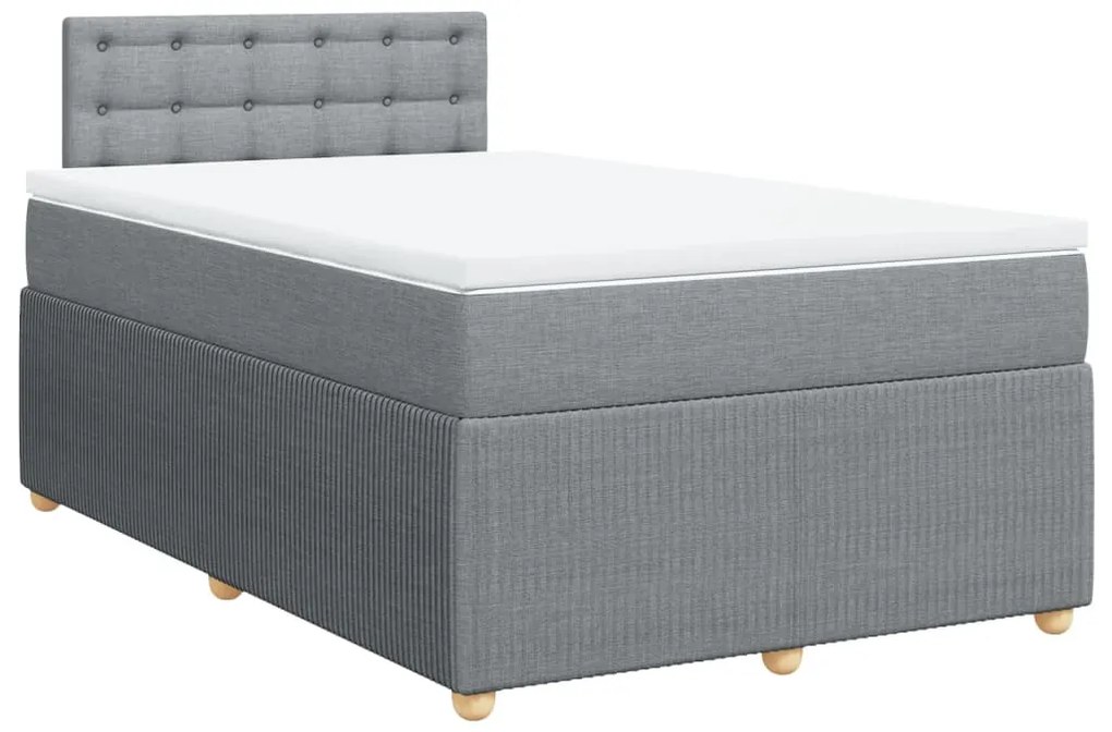 Κρεβάτι Boxspring με Στρώμα Ανοιχτό Γκρι 120x190 εκ. Υφασμάτινο - Γκρι