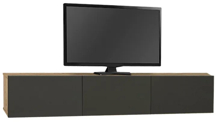 ΕΠΙΠΛΟ ΤΗΛΕΟΡΑΣΗΣ ΕΠΙΤΟΙΧΙΟ DAMLA MEGAPAP ΜΕ LED ΧΡΩΜΑ SAPPHIRE OAK - ΑΝΘΡΑΚΙ 180X29,5X29,5ΕΚ.